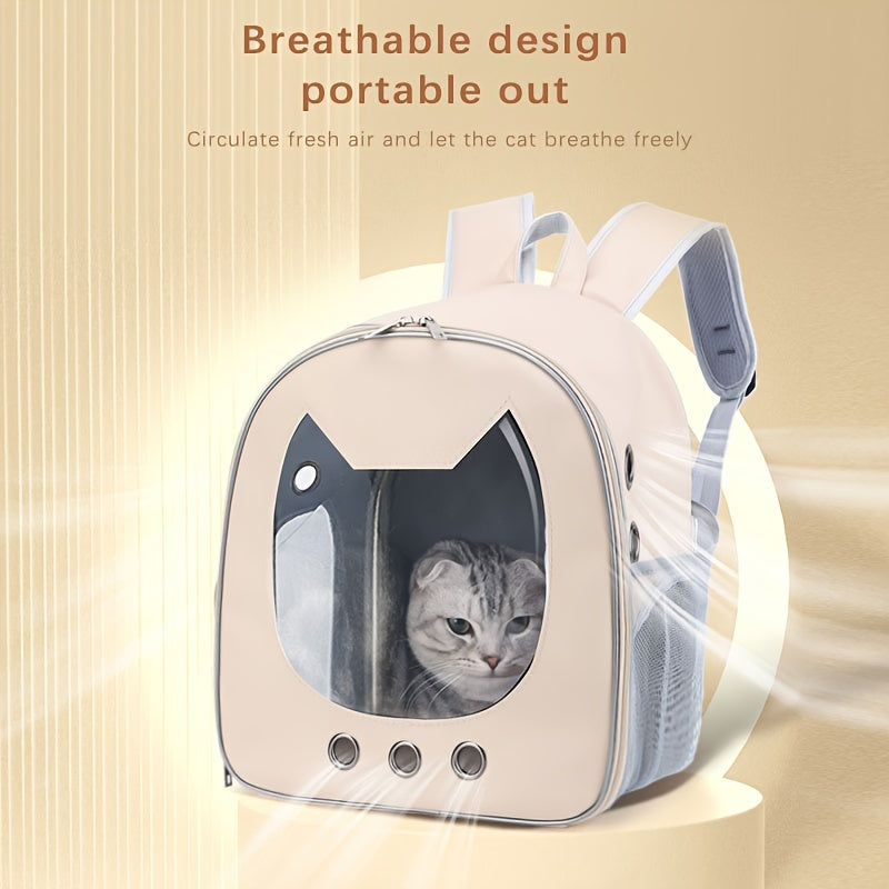 Portable Cat Backpack Carrier Water-Resistant Breathable Zipper Closure Small Dog Outdoor