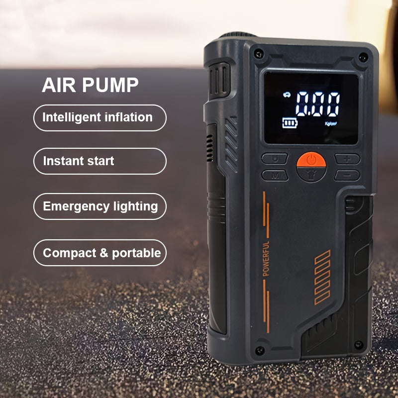 8000mAh Portable Car Jump Starter with Tire Inflator Air Compressor LED Light and Dual USB