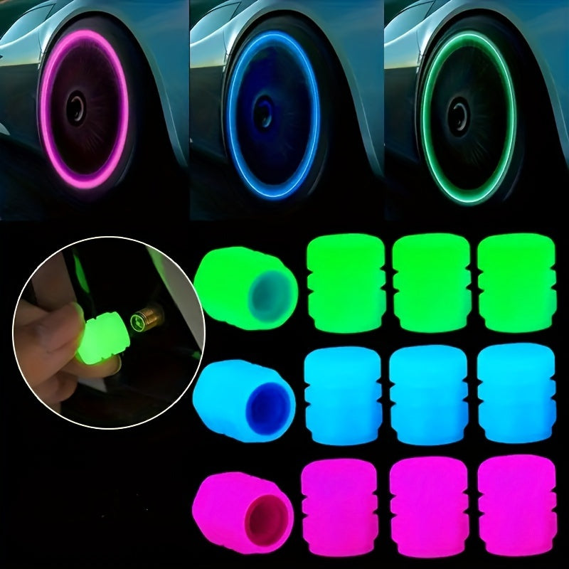 Multi-Color Mini Fluorescent Tire Valve Stem Caps for Motorcycle Bicycle Car Set