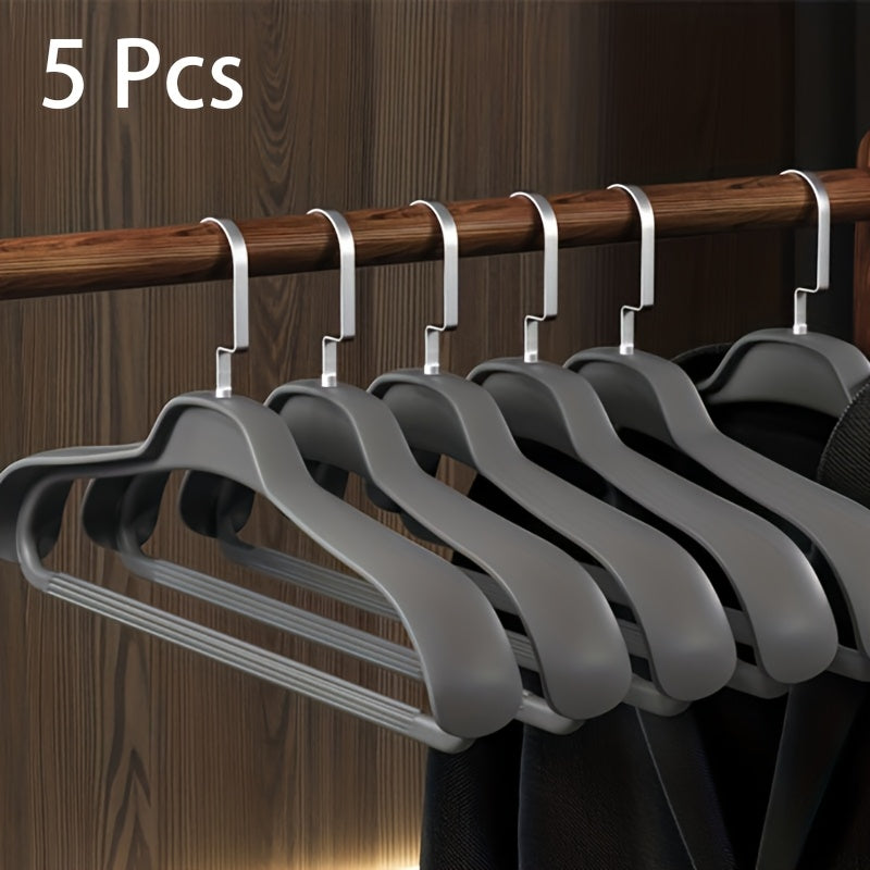 Heavy Duty Clothes Hangers Set of 5 Gray White Blue Rustproof Wrinkle Resistant for Home Organization