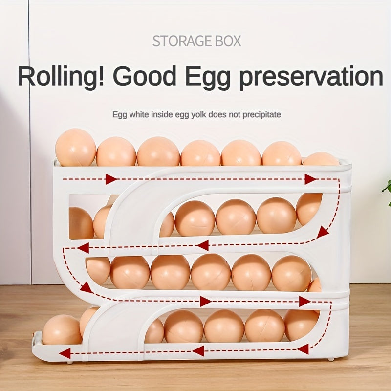 4-Layer Automatic Egg Dispenser Nylon Shatter-Resistant for Refrigerator and Kitchen