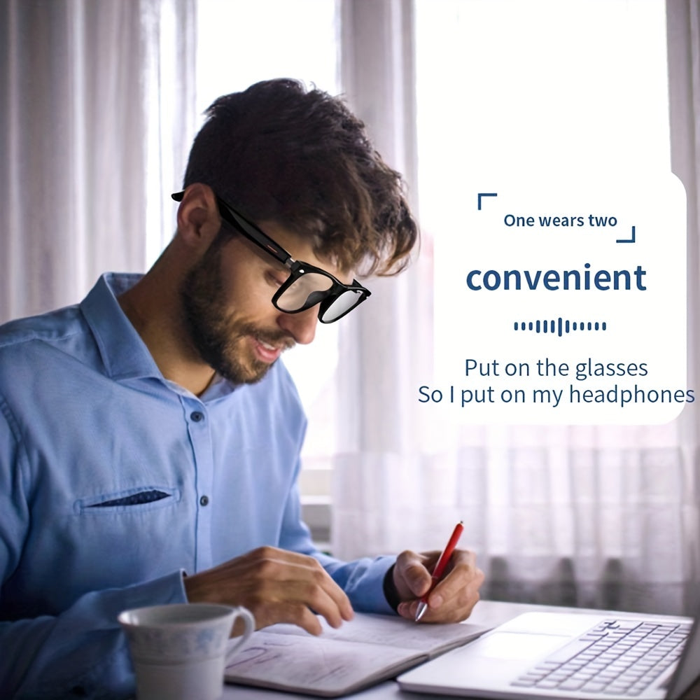 Смарт-очки SENBONO с фильтрацией синего света и поляризованными линзами, низкая задержка звука, встроенный микрофон и динамики, сенсорное управление и совместимость с голосовым помощником AI, 5 часов работы от батареи - отличный подарок для