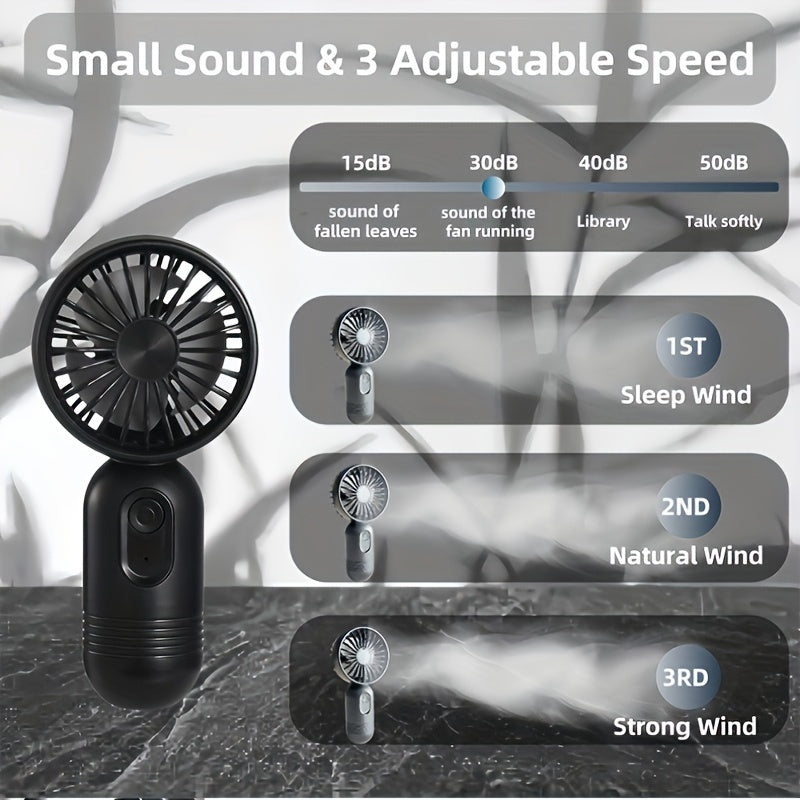 Mini Portable USB Rechargeable Handheld Fan with Lanyard and 3 Speeds