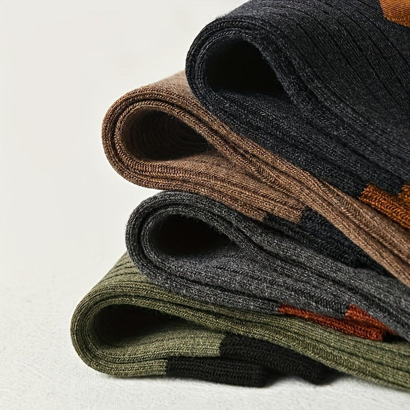 GLENMEARL 10 juft erkaklar uchun o'rta bo'yli paypoqlar, polyester-spandeks aralashmasi, bir xil rang, nafas oladigan va teri so'radigan, har mavsum uchun qalin, biznes tasodifiy sport uslubi, terga chidamli.