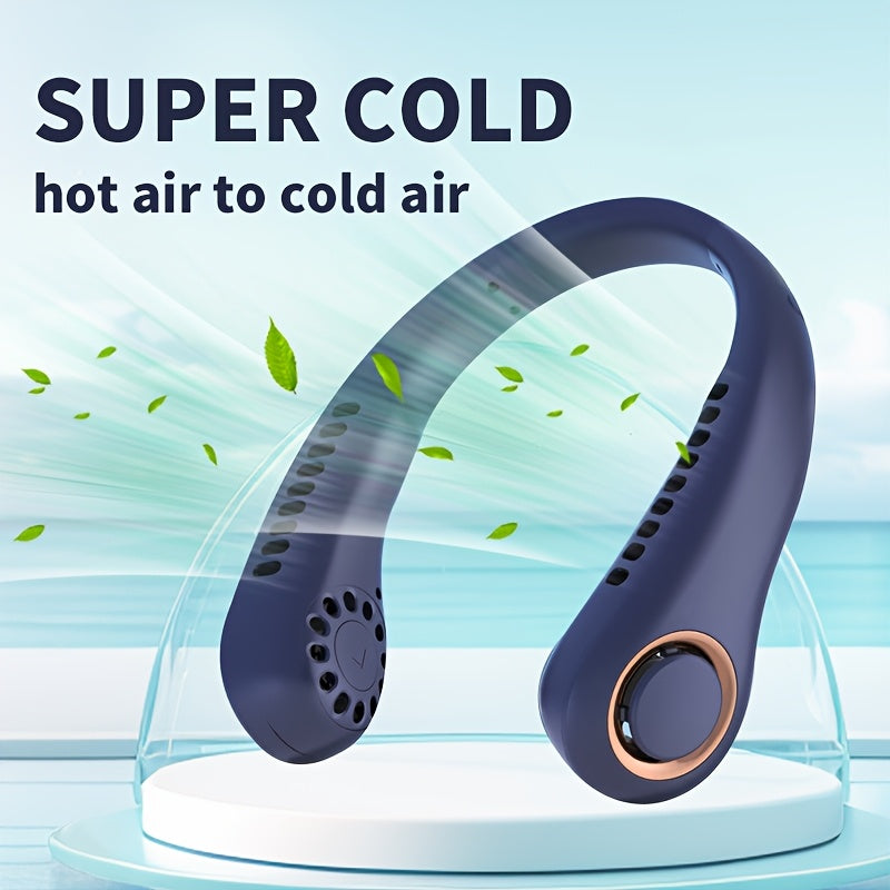 Portable Neck Fan with Ice-Cool Technology, Quiet Turbo Motor, USB Rechargeable for Indoor Outdoor Use