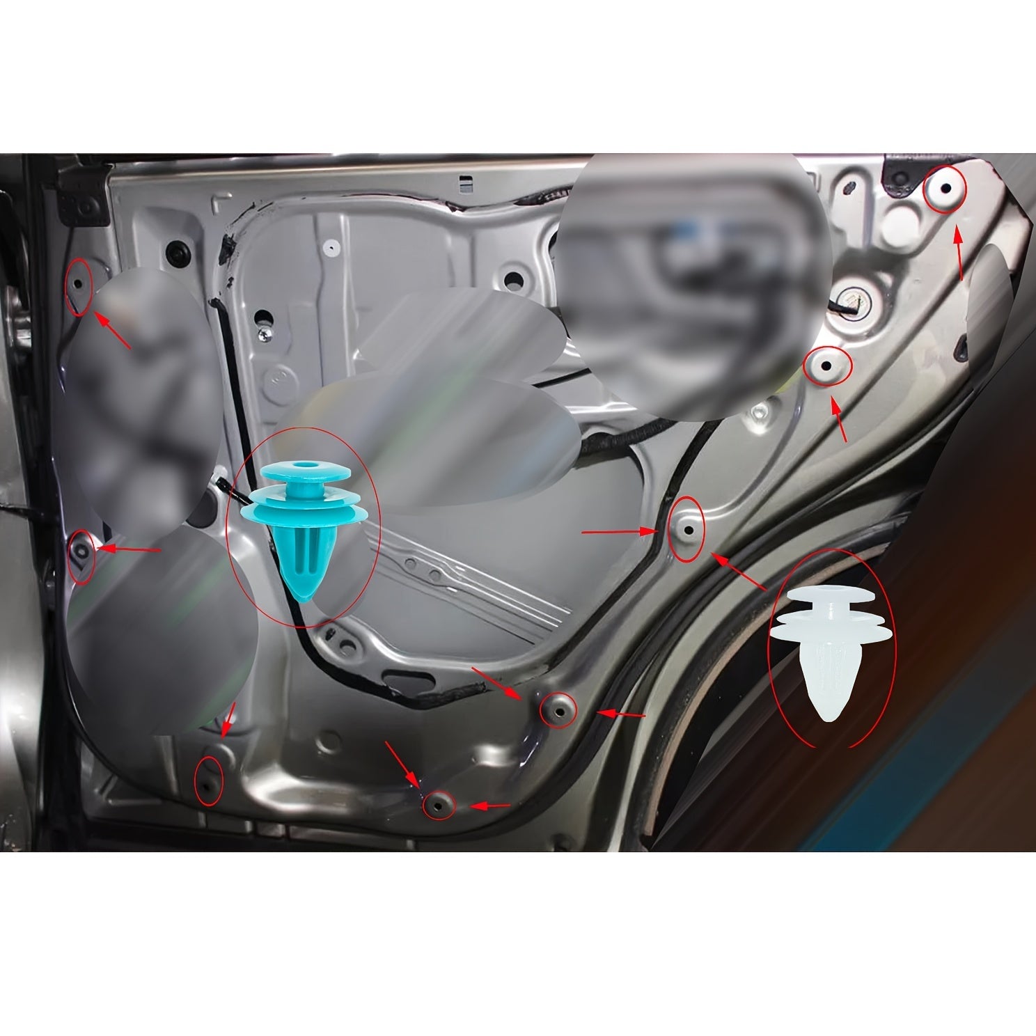 50 Pcs Car Door Panel Clips White Green Plastic Fasteners for Bumper Trim