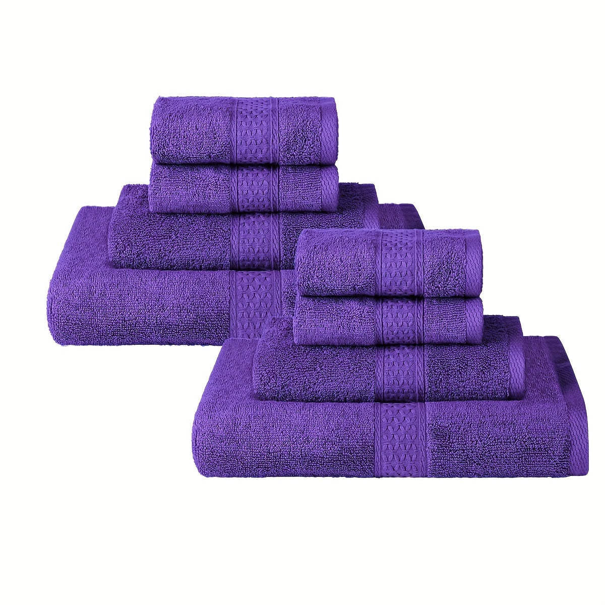 8-Piece Solid Color Towel Set Bath Hand Washcloths Absorbent Soft