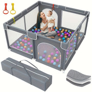 Large Indoor Metal Play Yard with Door, Storage Bag and Ball Pit for Toddlers