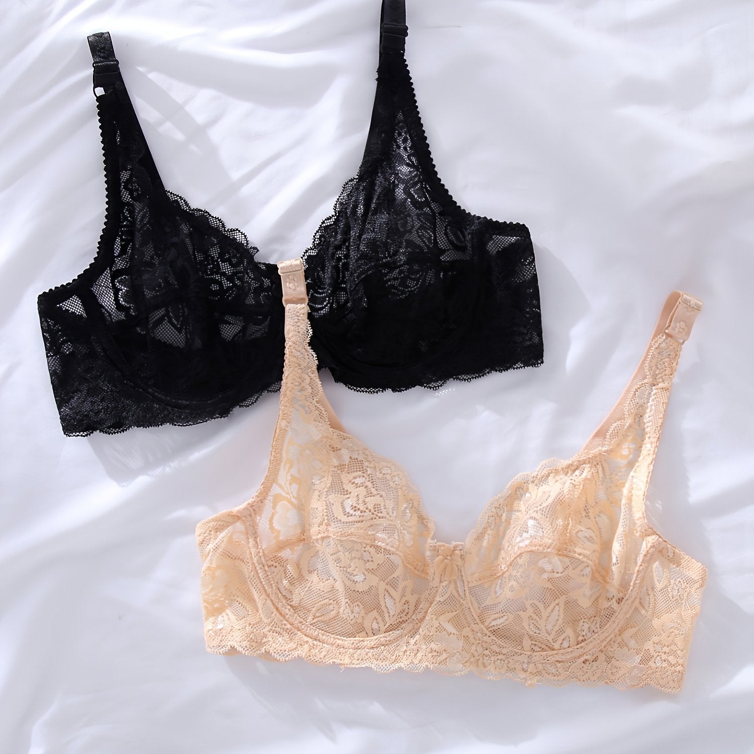 Women's Lace Bras Semi-Sheer Elegant Daily Wear Underwear