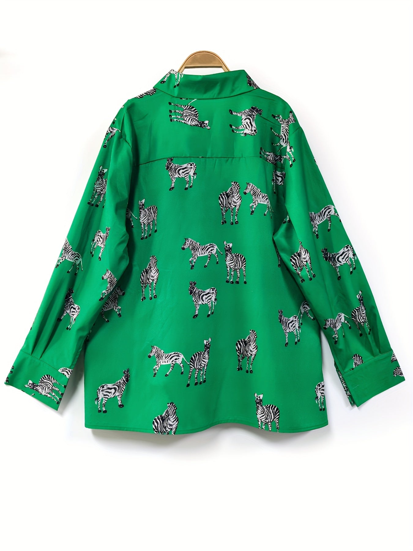 Blusa de poliéster de manga larga con estampado de animal y talla plus para mujer