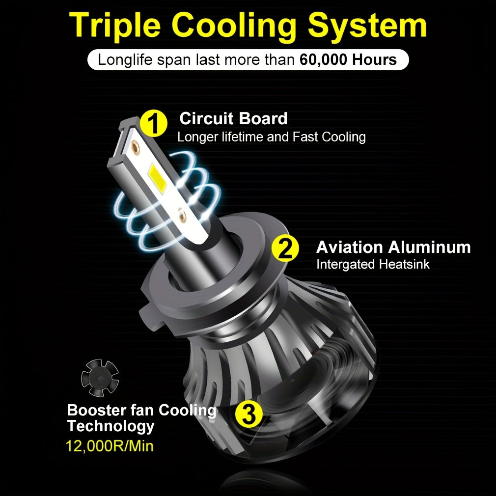 2 dona avtomobil LED faralar lampochkalari, sovuq oq, issiq oq, COB chiplar, H4 aviatsiya alyuminiy