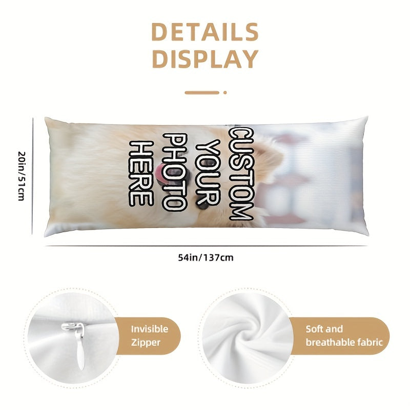 Personalized Long Body Pillowcase with Photos or Text 50.8x137.2 cm Short Plush Double-Sided Printing