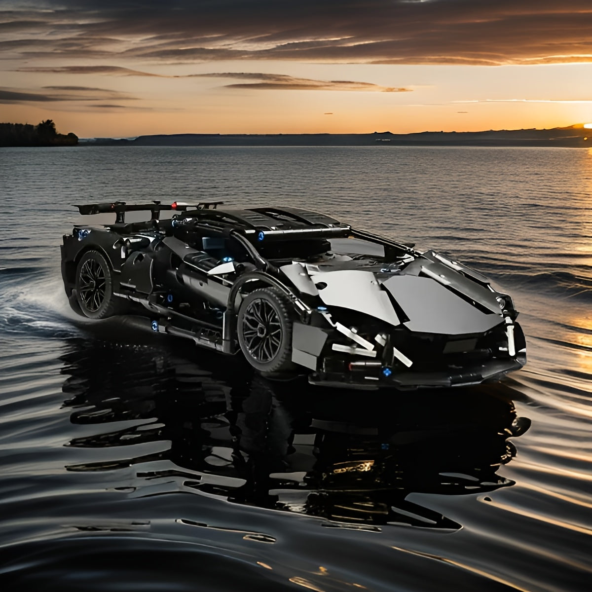 1314-Piece Black Sports Car Building Block Set for Adults and Teens