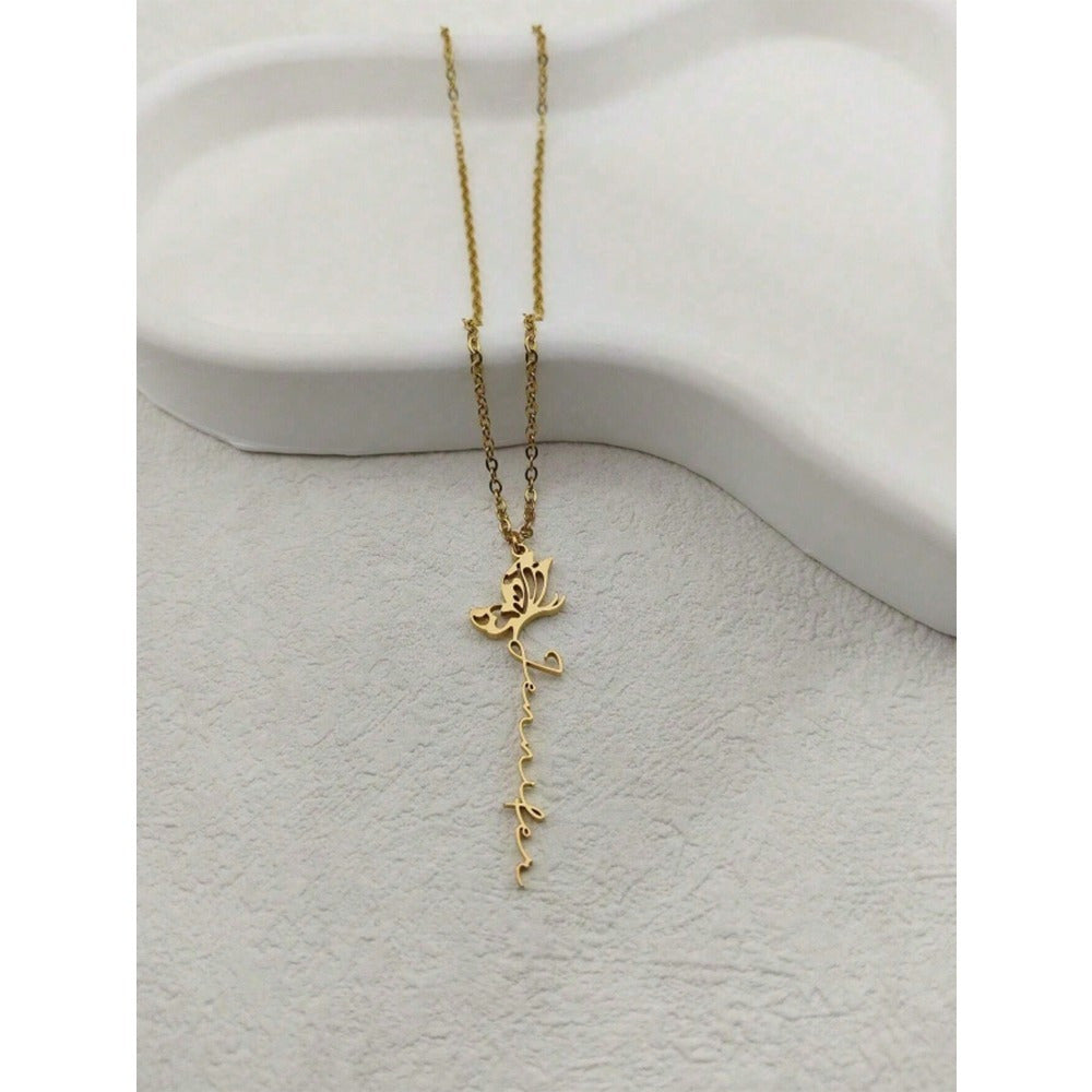 Collar de mariposa personalizado con nombre y grabado para mujer