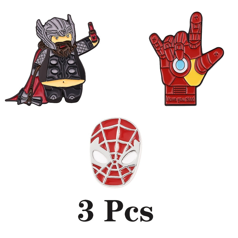 Set of 3 Anime Cartoon Enamel Pins Minimalist Alloy Brooches Irregular Shapes for Clothing Backpack Accessories