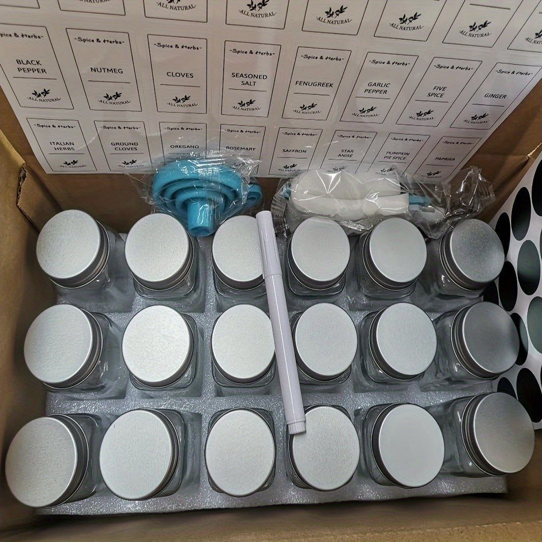 6/12 Glass Spice Jars with Wooden Lids and Aluminum Caps for Kitchen Storage