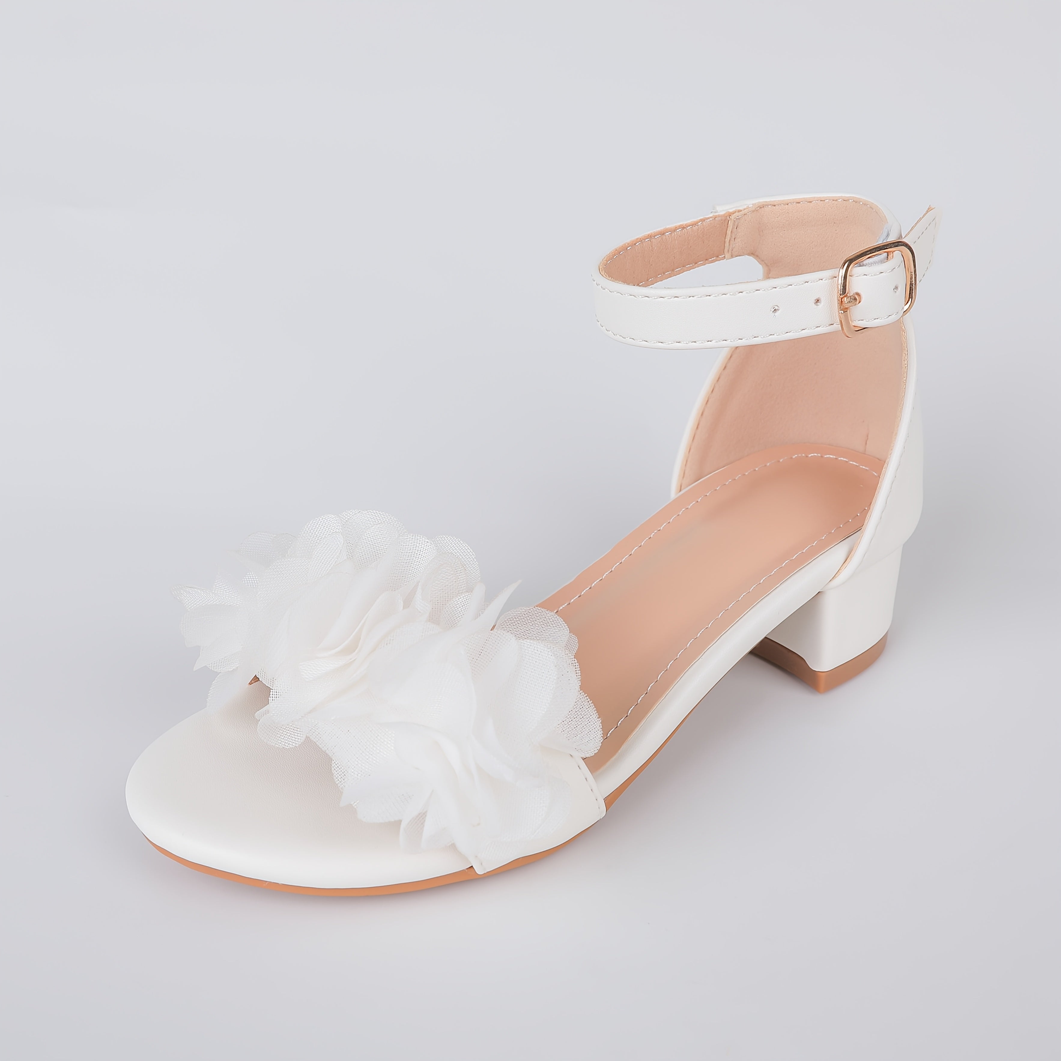 Girls Summer Open-Toe High-Heeled Sandals for Flower Girls Weddings Parties Toddler and Children