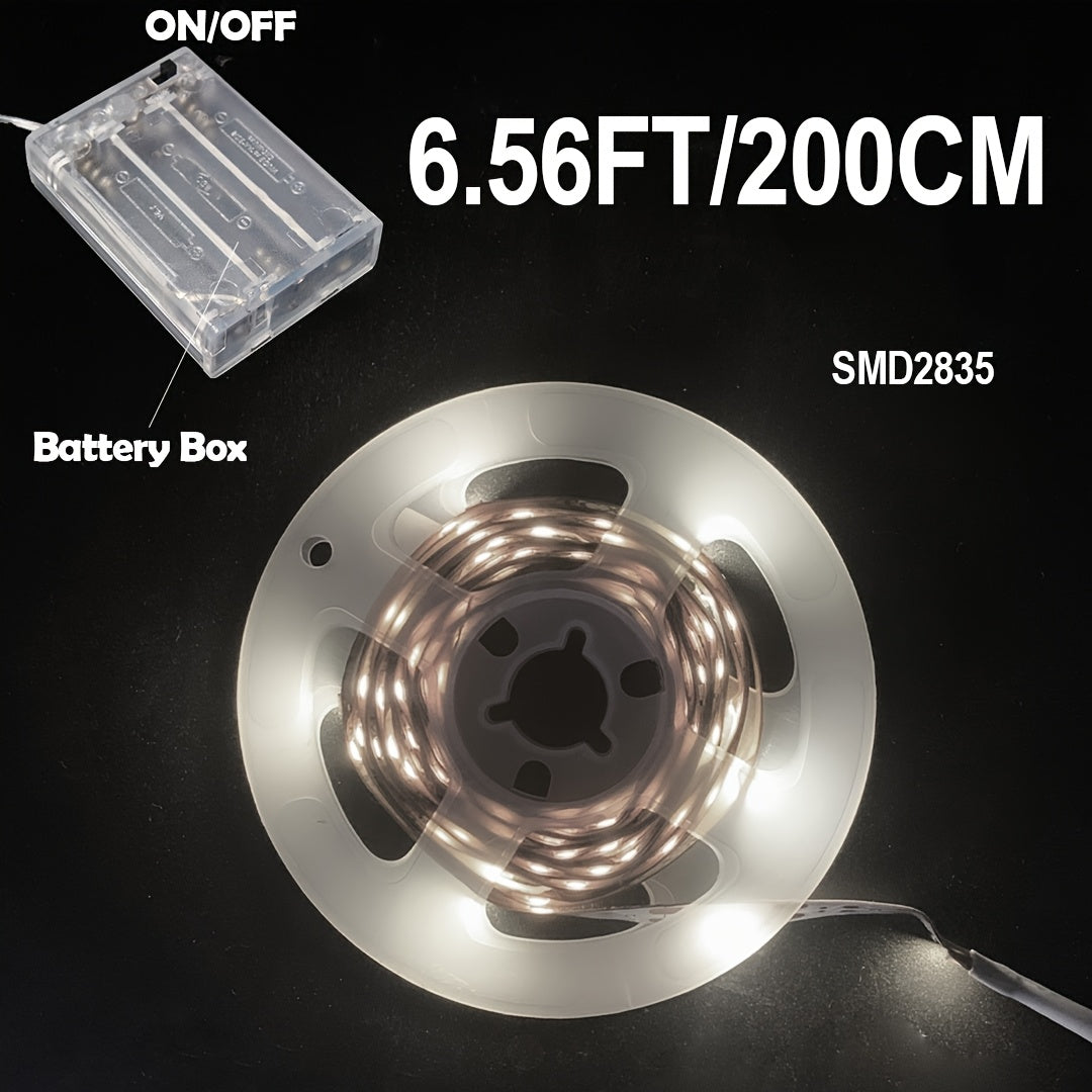 1 шт. Светодиодные ленты на батарейках 5 В в белом и теплом свете для спальни, вечеринки, фона телевизора, гостиной, кемпинга и DIY декора - Идеально для освещения шкафов!
