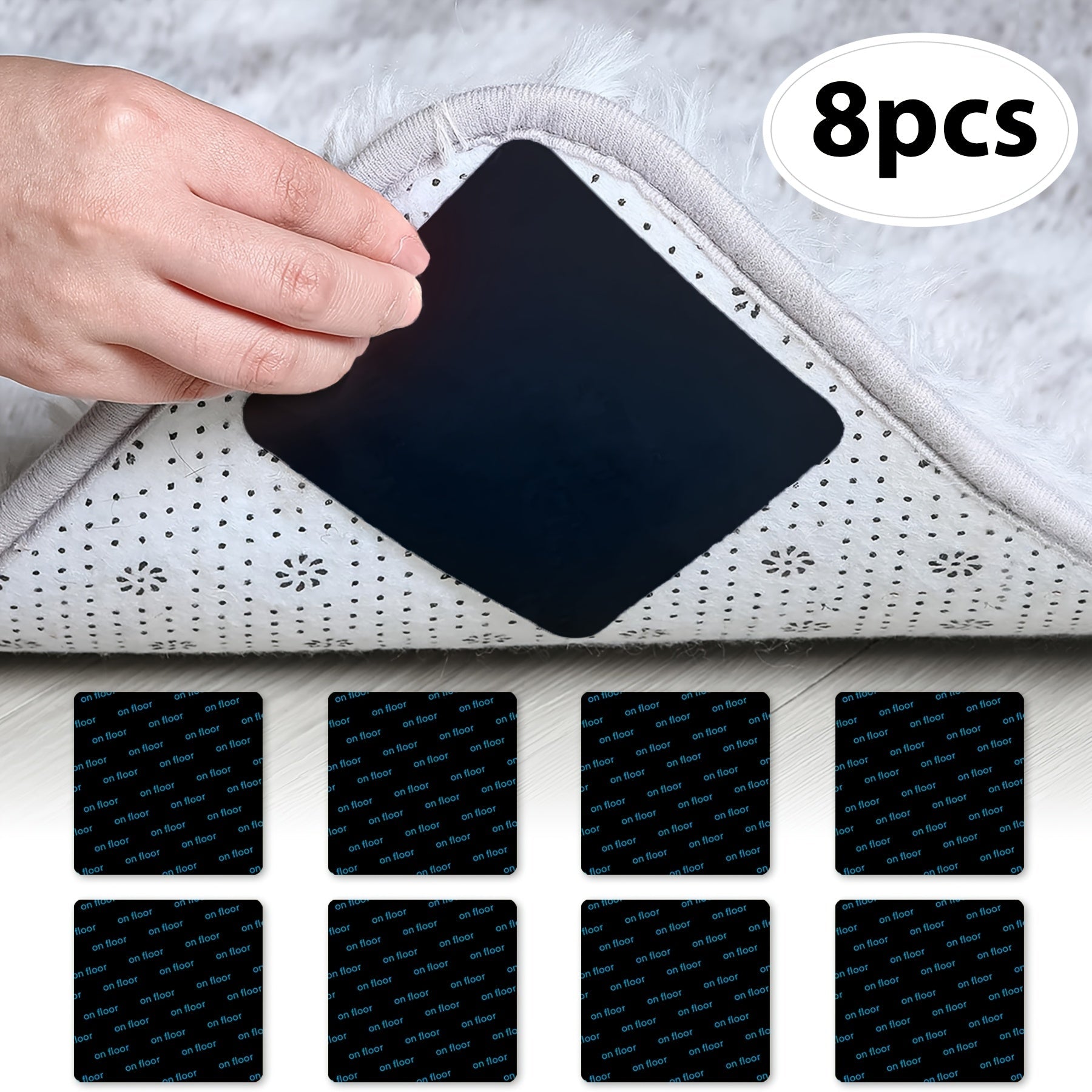 Set of 4/8 Anti-Slip Rug Gripper Pads 3.15x3.15 Inches for Hardwood Floors