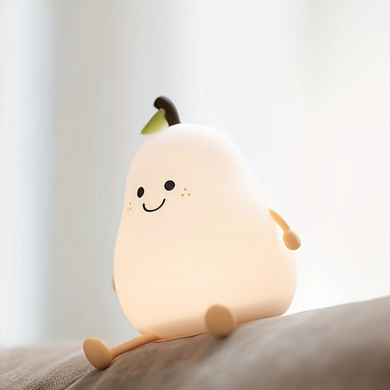 Pear-Shaped LED Night Light with Multiple Color Modes for Nursery and Bedroom