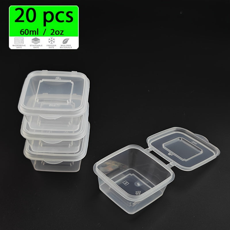 20 Pieces of 2-Ounce Disposable Plastic Cups with Lids Leakproof BPA-Free for Salads and Dressings