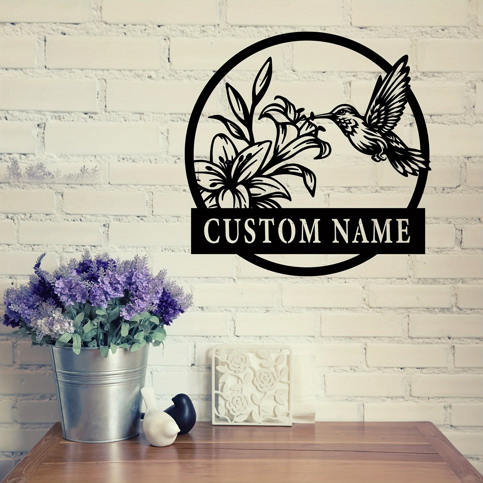 Personalized Hummingbird Metal Wall Sign Custom Name Indoor Outdoor Decor