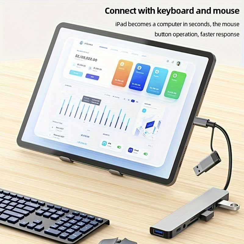 8-port USB 3.0 Type-C hubi, audio mikrofon va Micro SD karta o'quvchi bilan, noutbuklar va MacBook Pro uchun
