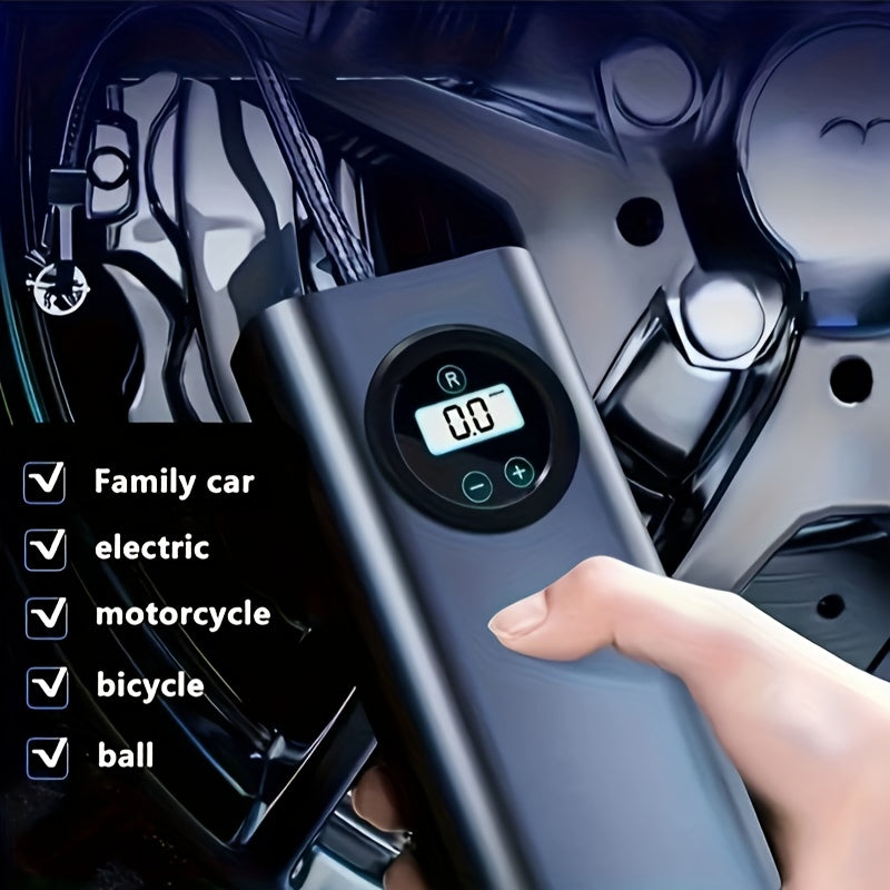 Portable Wireless Tire Inflator with LED Display, Rapid Air Compressor, Rechargeable Battery
