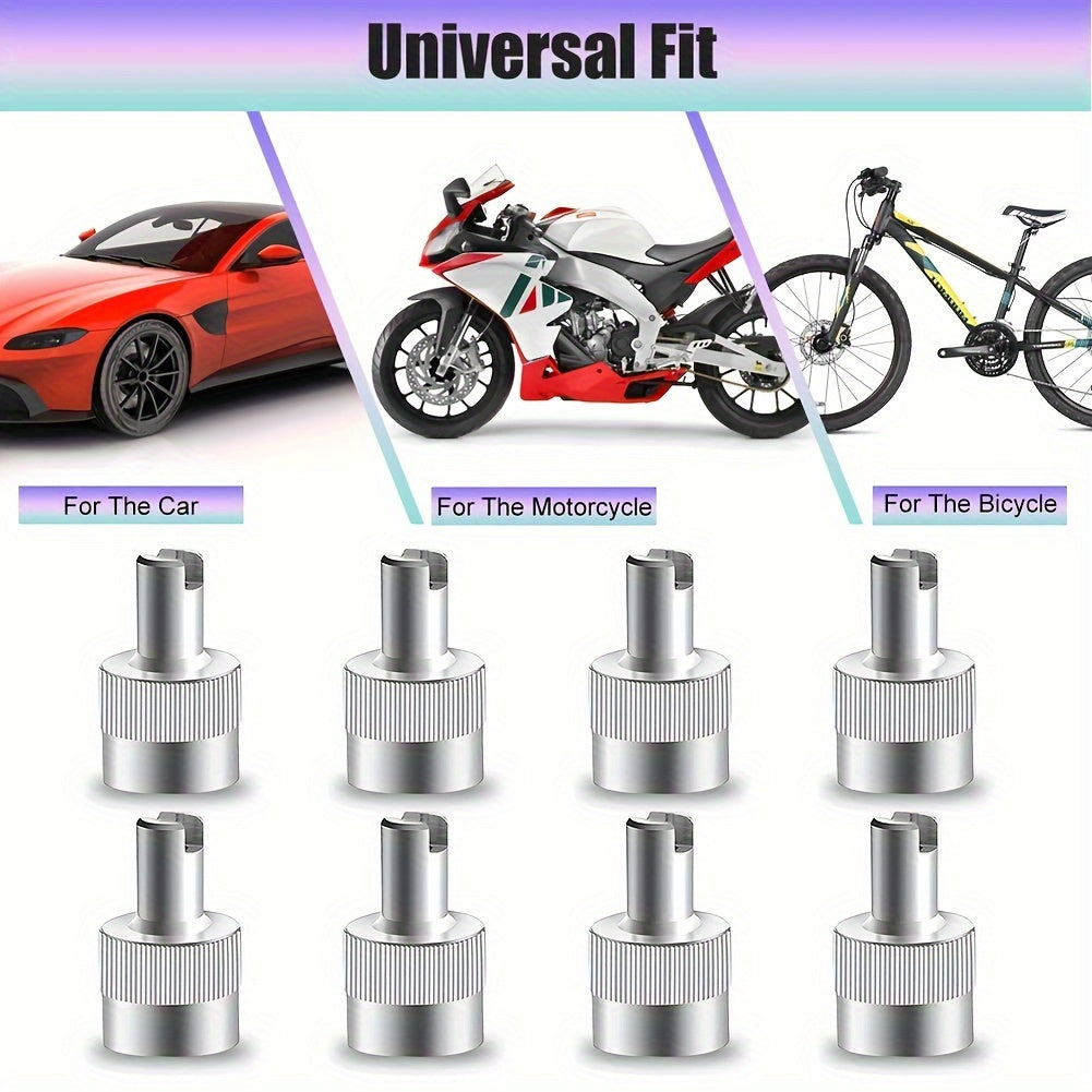Metal Valve Caps with Core Remover for Cars, Motorcycles, Bikes