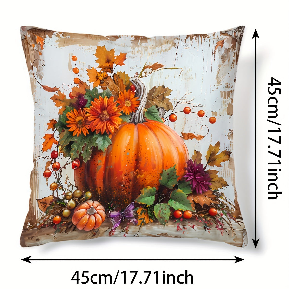 Autumnal Pumpkin and Sunflower Pillow Cover 44.96cm x 44.96cm Sofa Bedroom Decor