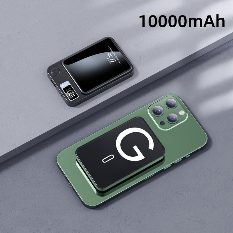 Banco de energía inalámbrico de 10000mAh con carga rápida 22.5W PD20W Pantalla LED para iPhone y Android