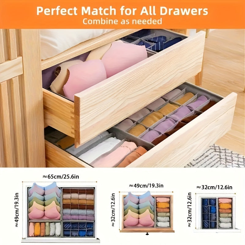 Set of 4 Foldable Storage Boxes for Socks Bras Underwear Ties Belts Scarves