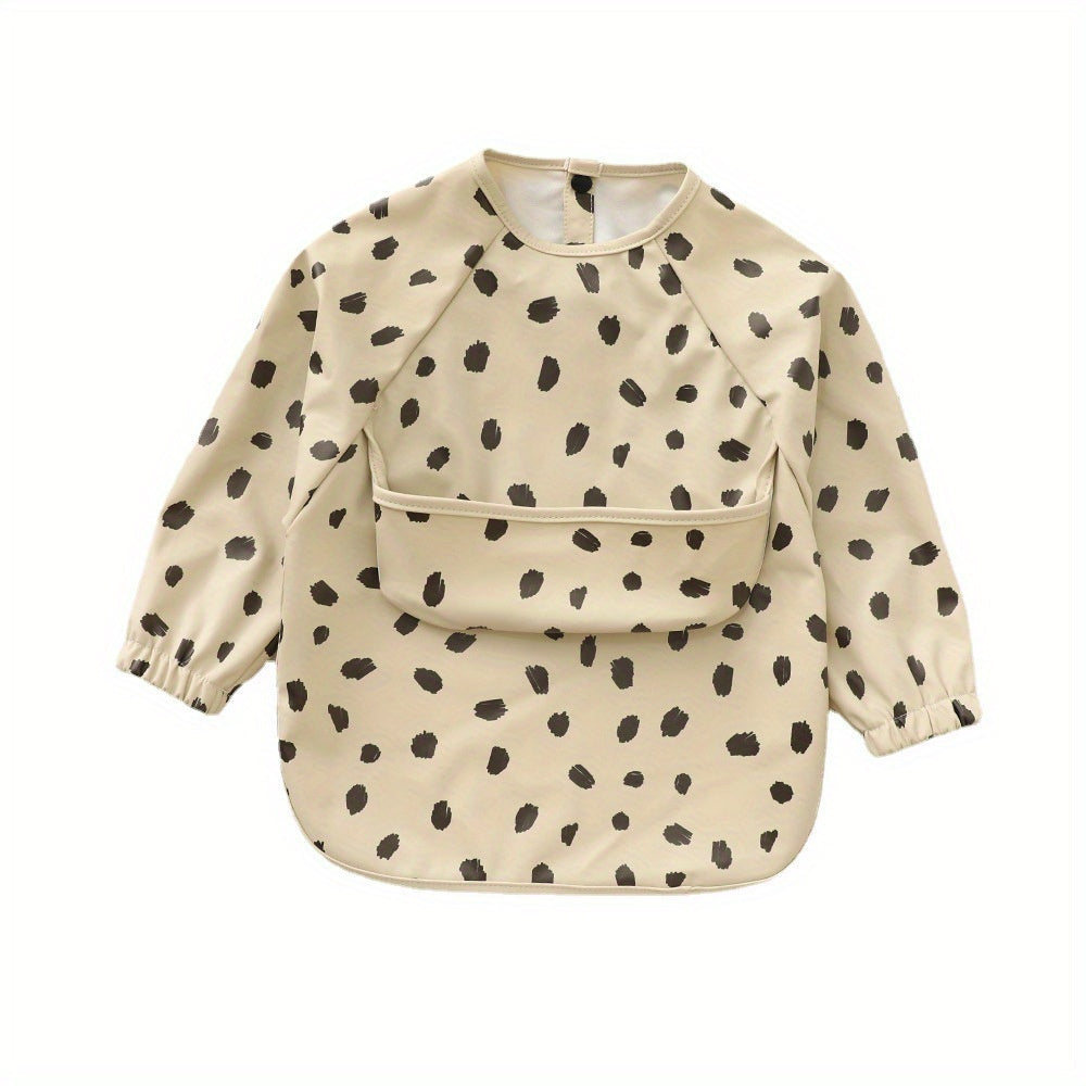 Unisex Baby Long Sleeve Bib Waterproof Debris Collection Pocket Toddler Feeding Apron
