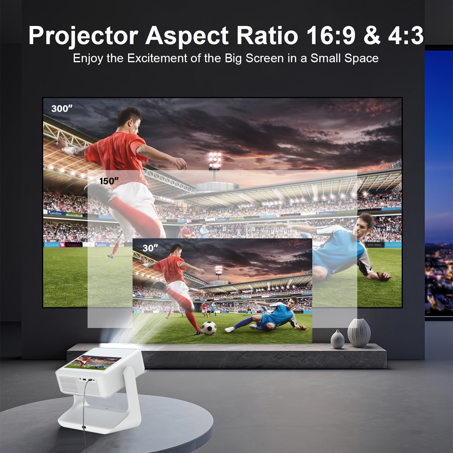 Умный 4K домашний кинотеатр проектор с 8-дюйковым сенсорным экраном WiFi6 автофокус