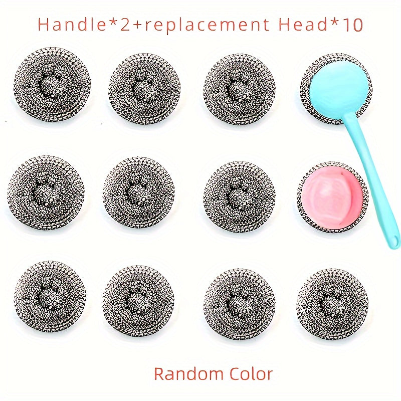 10 dona zanglamas po'lat simli tozalash vositalari to'plami oshxona, hammom va hojatxona idishlarini qo'lda tozalash uchun. Elektrsiz og'ir yuk ko'taruvchi metall tozalash yostiqlari, almashtiriladigan gubkalar va 2 ta zaxira bosh bilan.