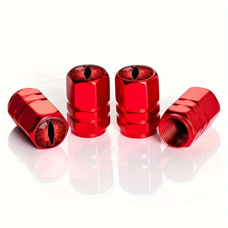 4Pcs Red Aluminum Chrome Tire Valve Cap Covers Universal Auto Motorcycle Truck Bike