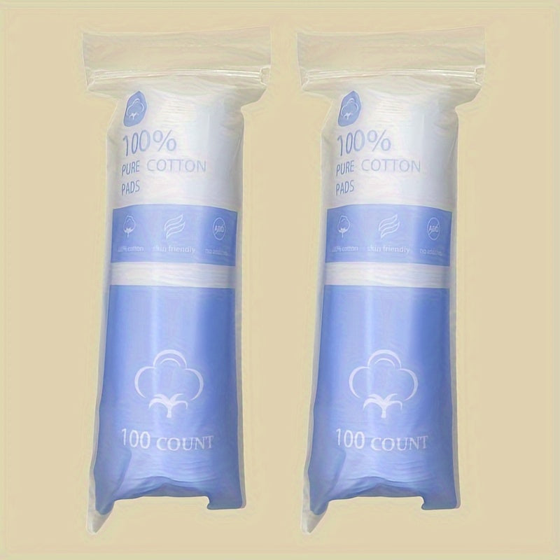 100 Pack Soft Cotton Double-Sided Makeup Remover Pads for All Skin Types