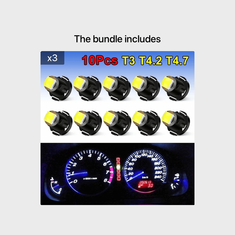 10Pcs T3 T4.2 T4.7 LED Bulb Car Interior Dashboard Indicator Lights