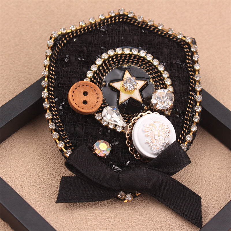 Broche de estilo barroco con pedrería, diseño de botón de imitación, joyería para ropa, bolsos y sombreros