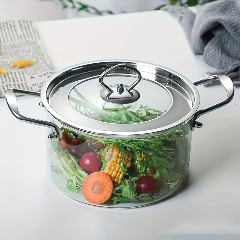 Set of High Borosilicate Glass Cookware with Soup and Stew Pots Heat Resistant