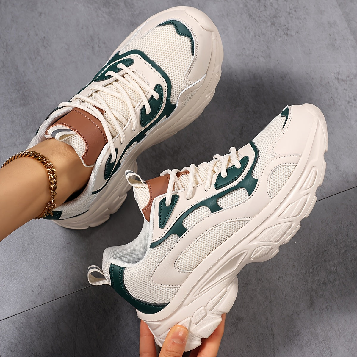 Women's Breathable Mesh Running Shoes with Thick Soles Casual Sneakers for All-Season Outdoor Activities