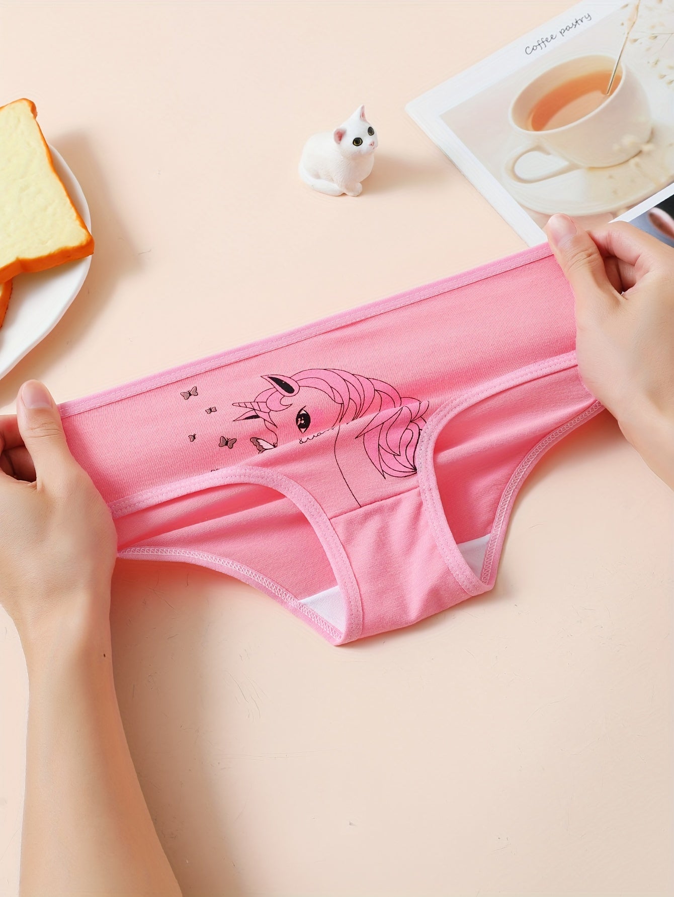 Pack de 6 braguitas de algodón y mezcla con estampados de dibujos animados, talla mediana, tela de punto con elasticidad