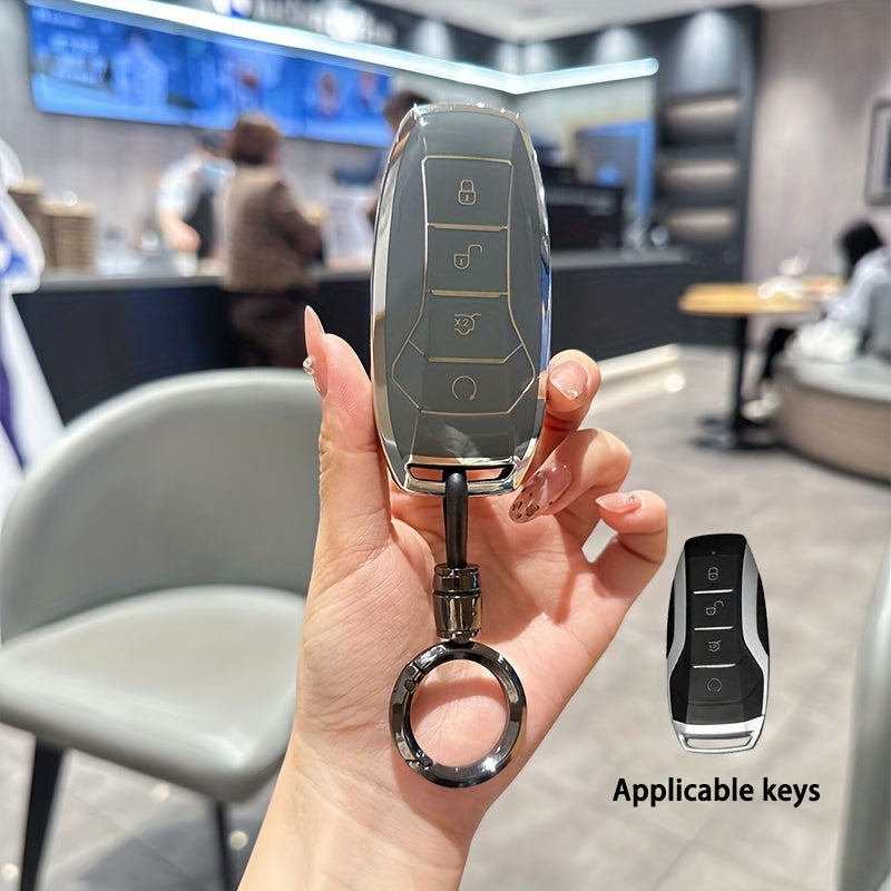 Universal TPU Car Key Fob Cover Black Gold Accents for Smart Keys