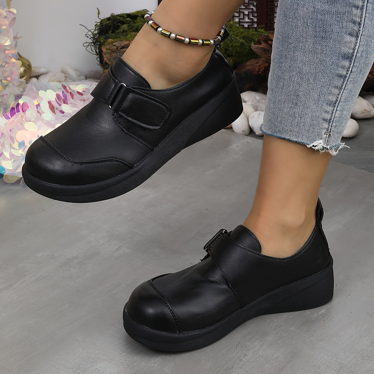 Women's Penny Loafer Shoes Leather Comfort Wedge Brown Casual All-Season