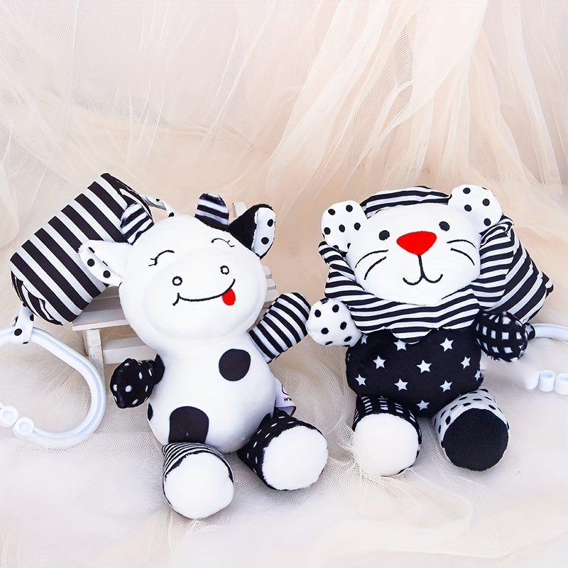 Yangi tug'ilganlar uchun qora va oq rangdagi bolalar o'yinchoq osilgan yumshoq shovqinchoq, yotadigan chakka uchun ta'limiy o'yinchoq