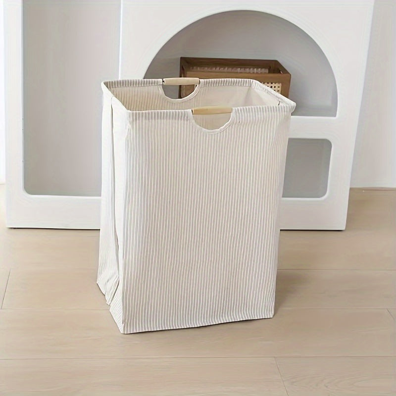 Large Laundry Basket with Waterproof Fabric and Striped Interior for Clothes and Toys
