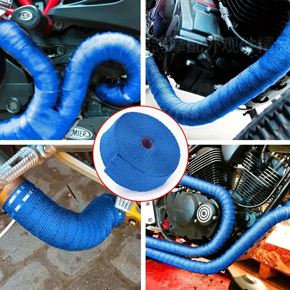 Universal chiqindi issiqlik qoplamasi lenta 5m x 5cm shisha tolali izolyatsiya silikon ko‘k