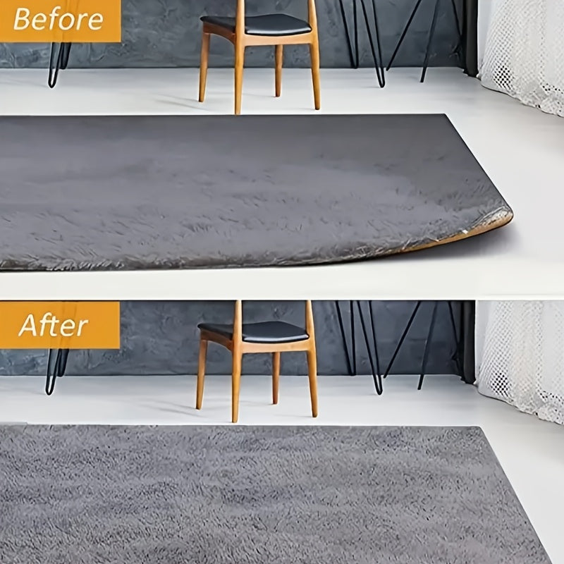 Four-Piece Non-Slip Carpet Mats with Reusable Clips for Hardwood and Tile Floors