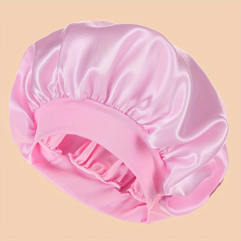 Women's Satin Sleep Cap with Wide Brim for Shower and Bed Use