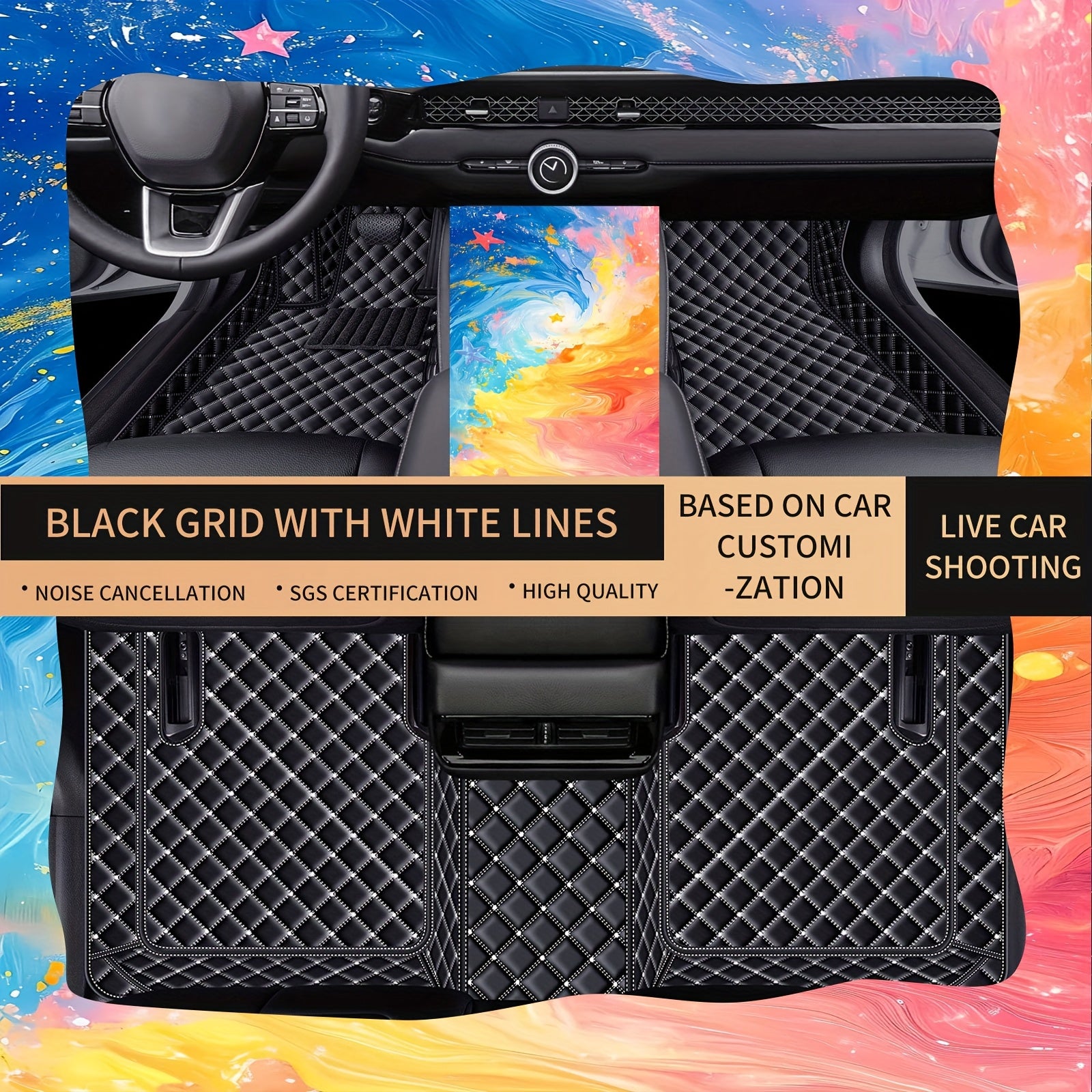 Car Floor Mat Set Luxury PU Leather All-Weather Durable for V3 Models